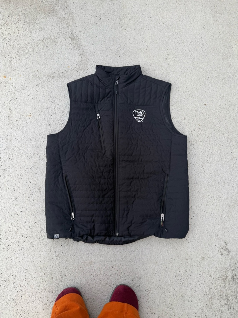 Men's Black Quilted Zip-Front Vest with Logo - Picture 3 of 9